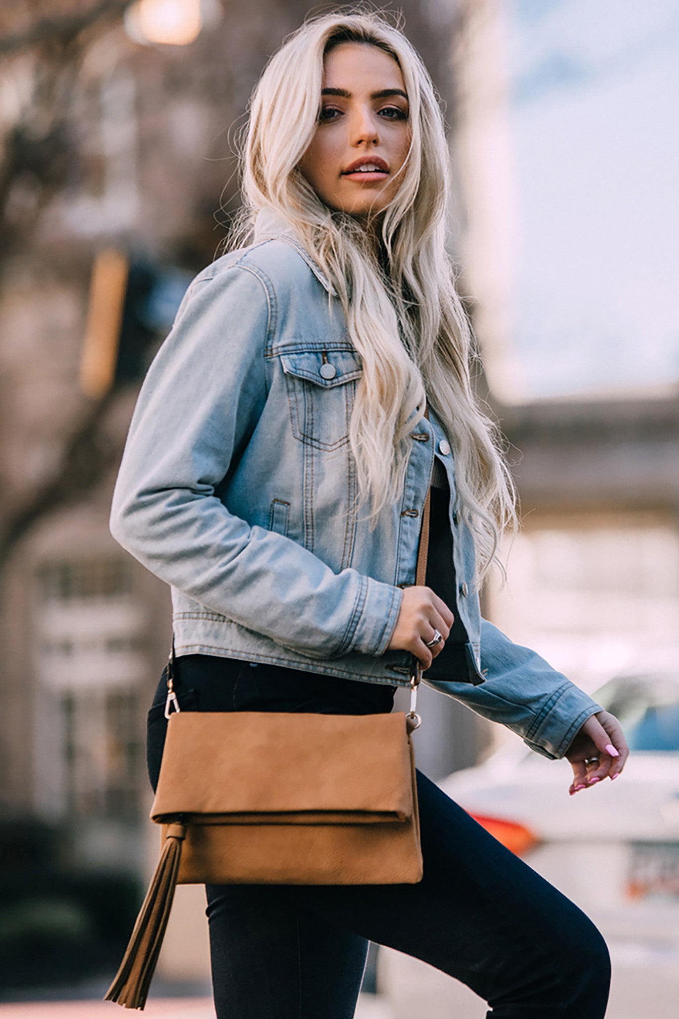 Austin Flapover Tassel Crossbody/Clutch - Pewter