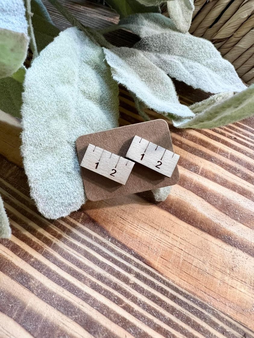 Ruler Wood Earrings