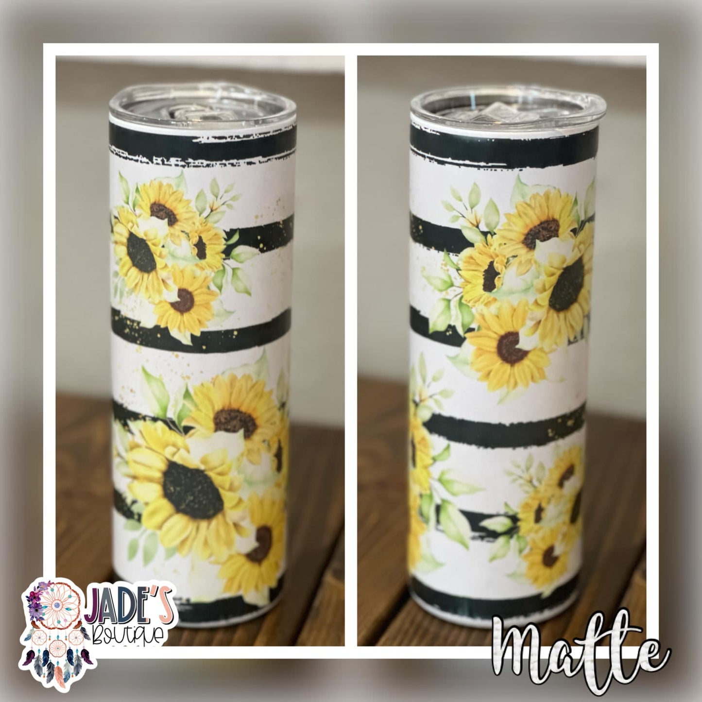 Sunflower Stripe 20oz Insulated Matte Skinny Tumbler
