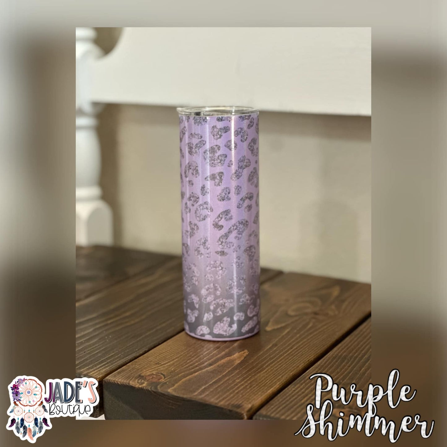 Leopard 20oz Insulated Purple Shimmer Skinny Tumbler