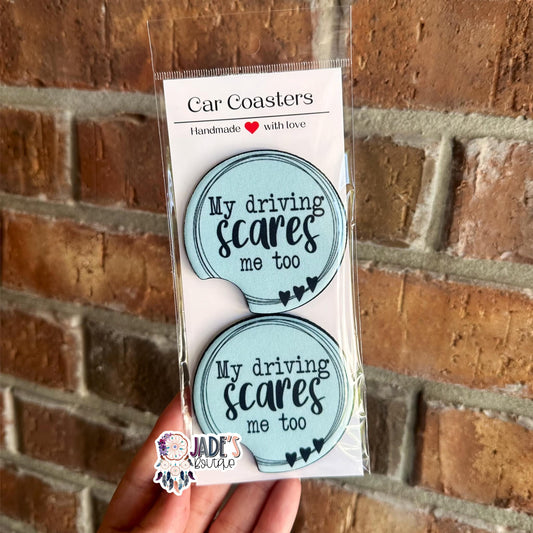 Driving Scares Me Car Coasters