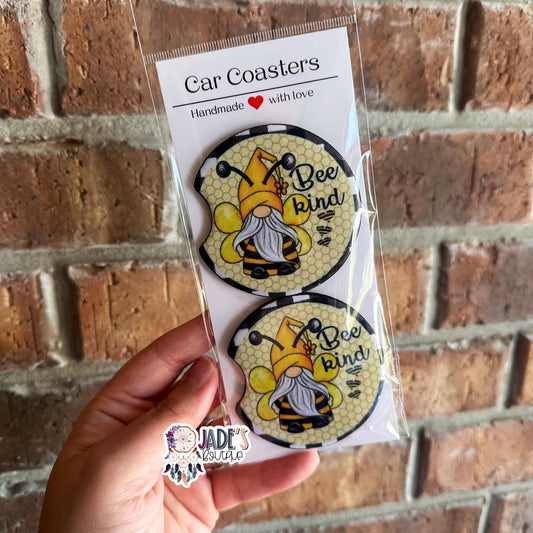 Gnome Bee Kind Car Coaster