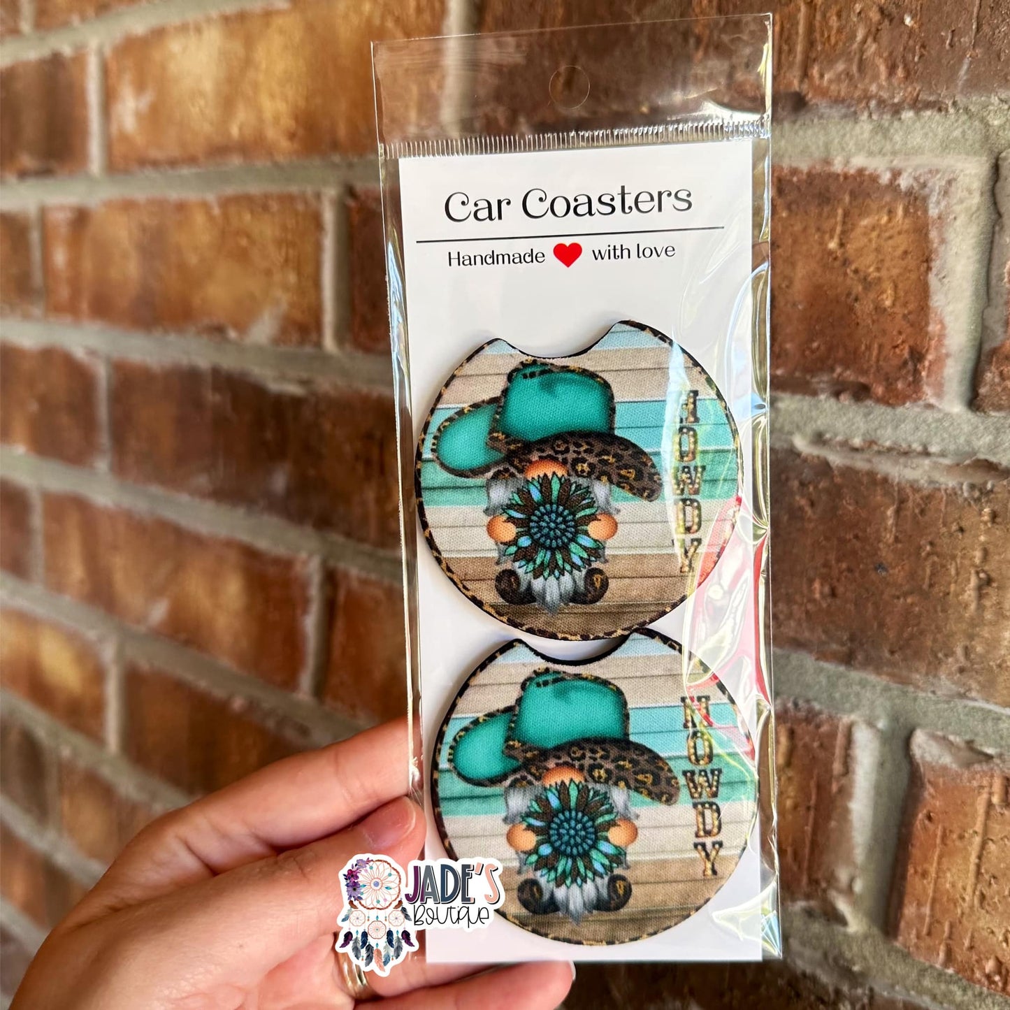 Gnome Howdy Car Coasters