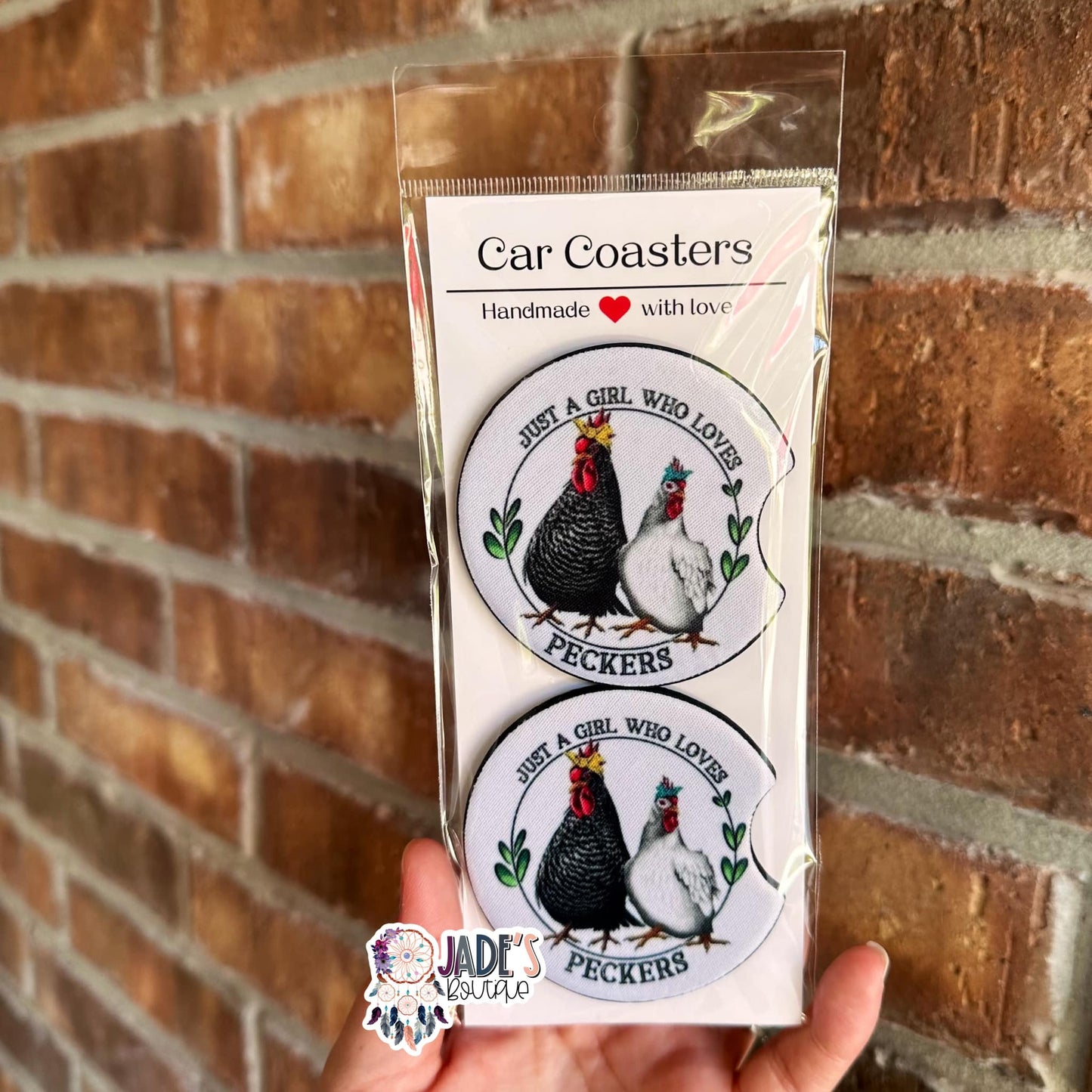 Just a girl who loves Peckers Car Coasters