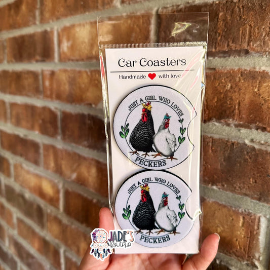 Just a girl who loves Peckers Car Coasters
