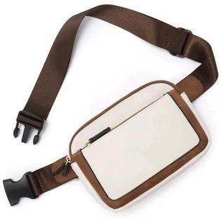 Vegan Leather Belt Bag - Ivory/Camel