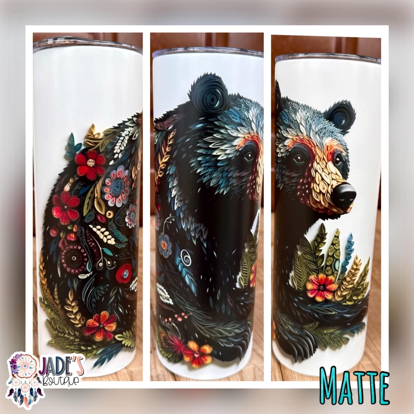 Wildflower Bear 20oz Insulated Matte Skinny Tumbler