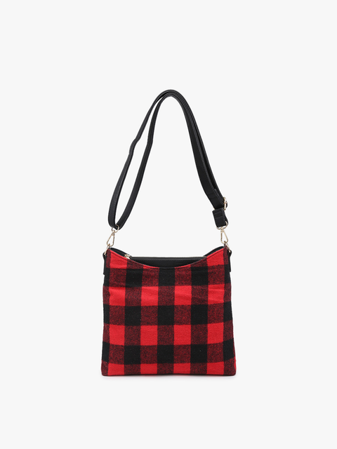 Emma 3 Compartment Crossbody w/ Snap Closure - Red/Black