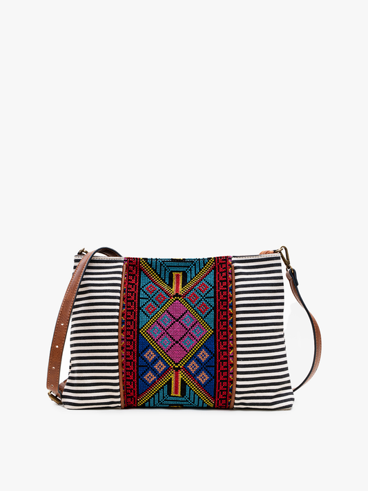 Felicity Aztec Embroidered Crossbody - Black