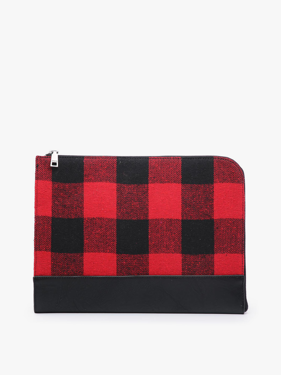 Clutch/ Laptop & Tablet Sleeve 13" - Plaid - Red/Black