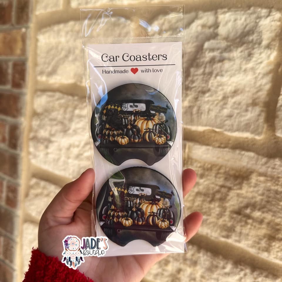Fall Pumpkin Car Coasters