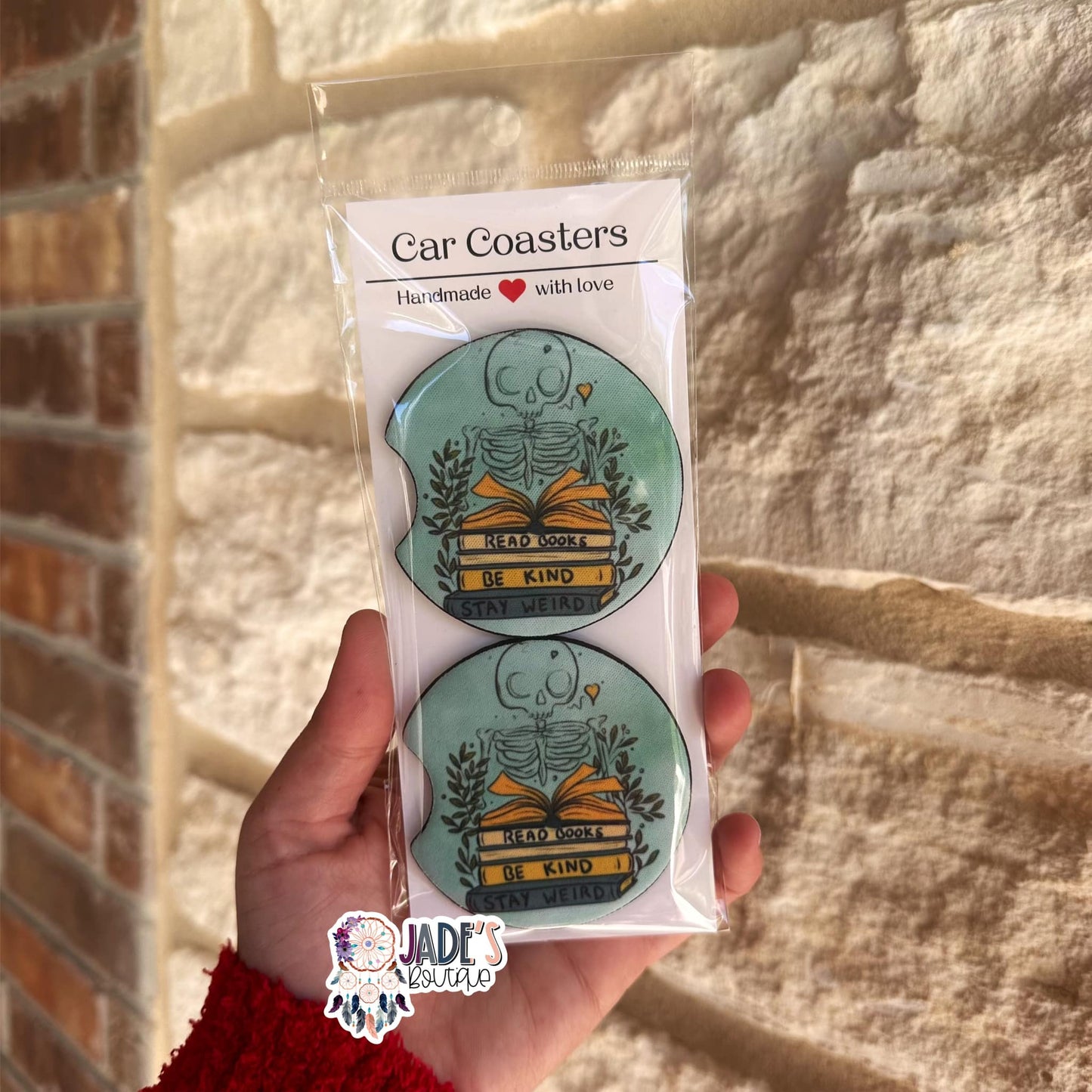 Read Books Be Kind Stay Weird Car Coasters