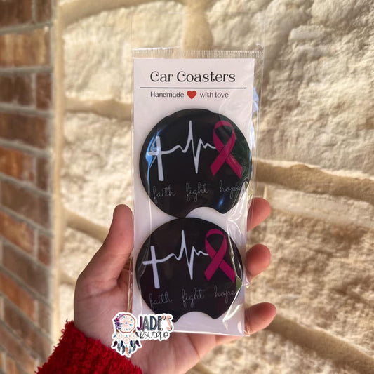 Faith Fight Hope Car Coasters