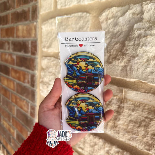 Stain Glass Camper Car Coasters