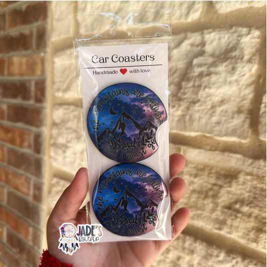 the mountains are calling and I must go Car Coasters
