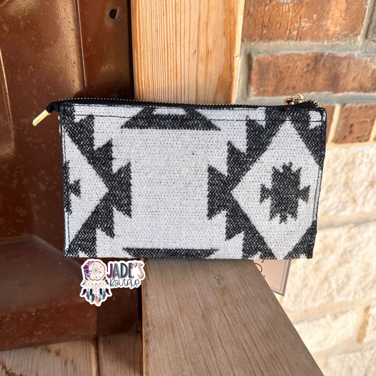 Maeve 3 Compartment Crossbody w/ Clear Phone Window - Aztec Black/White