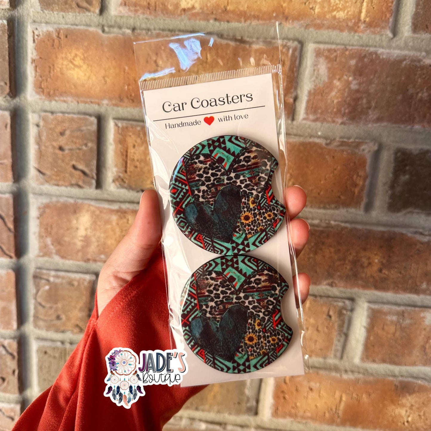 Western Hearts Car Coasters