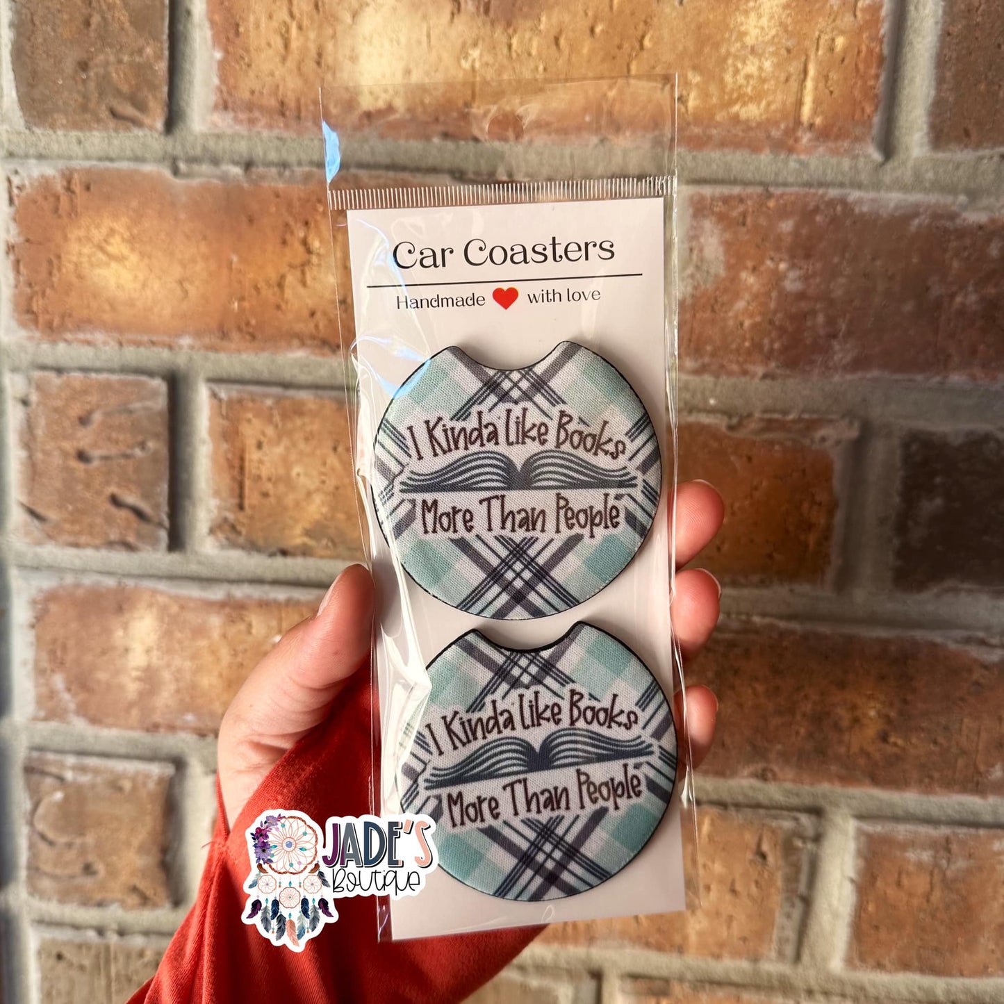I Kinda Like Books More Than People Car Coasters