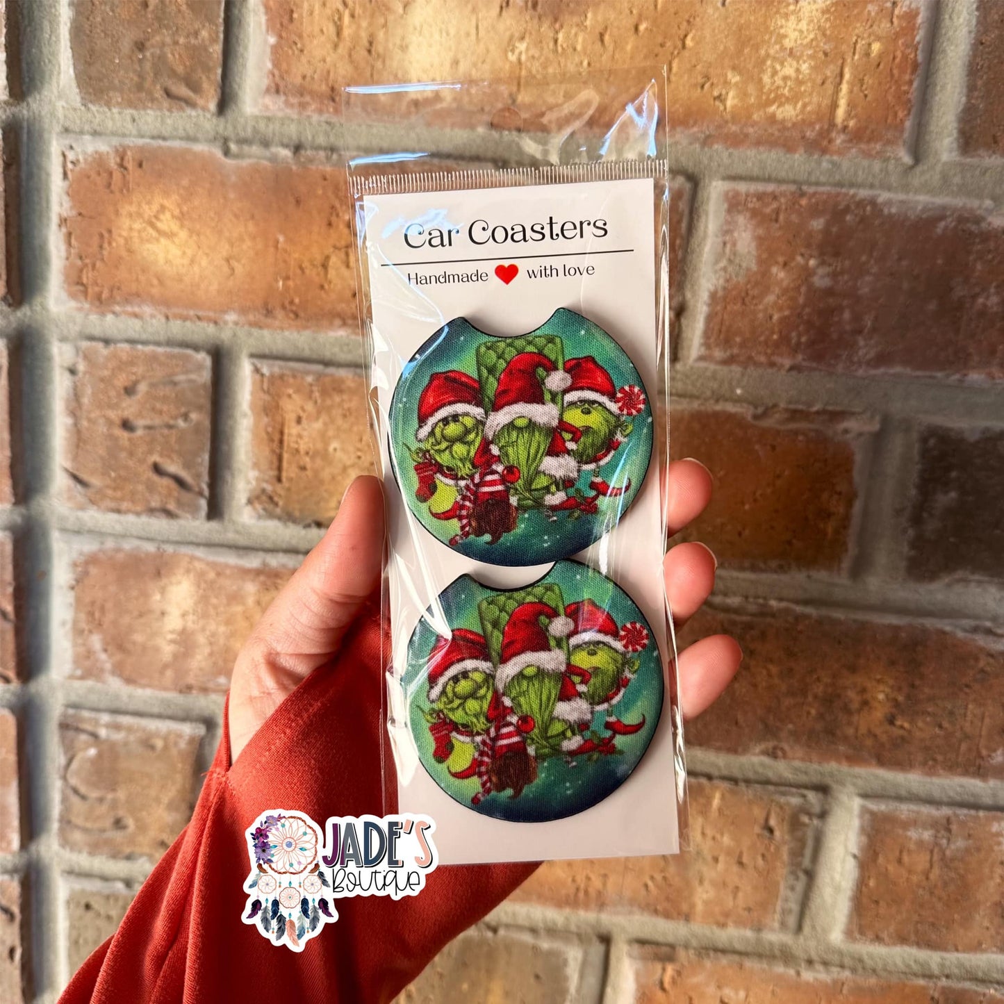 Grinchmas Gnome Car Coasters