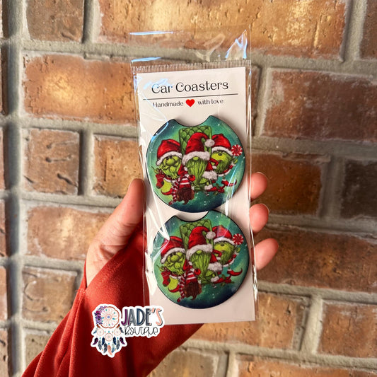 Grinchmas Gnome Car Coasters