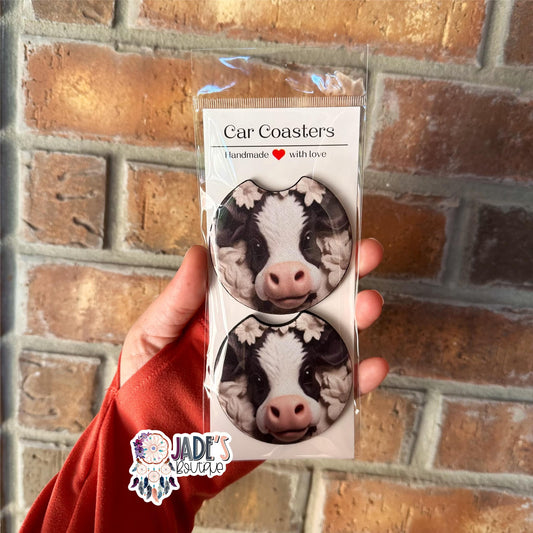Floral Cow Car Coasters