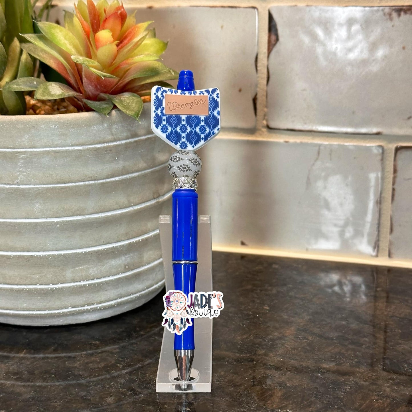Dark Blue Aztec Cowboy Pen