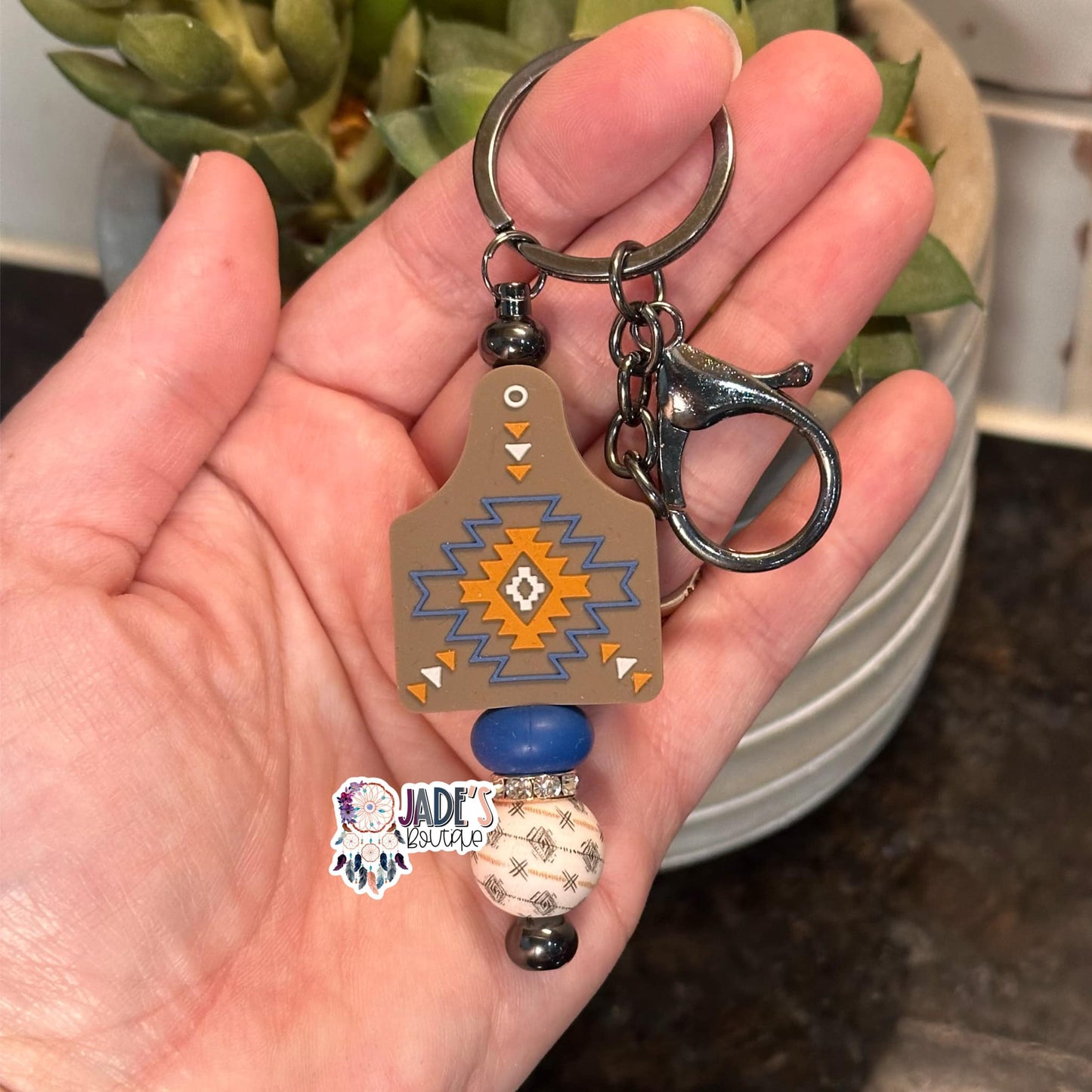 Western Cow Tag Custom Keychain