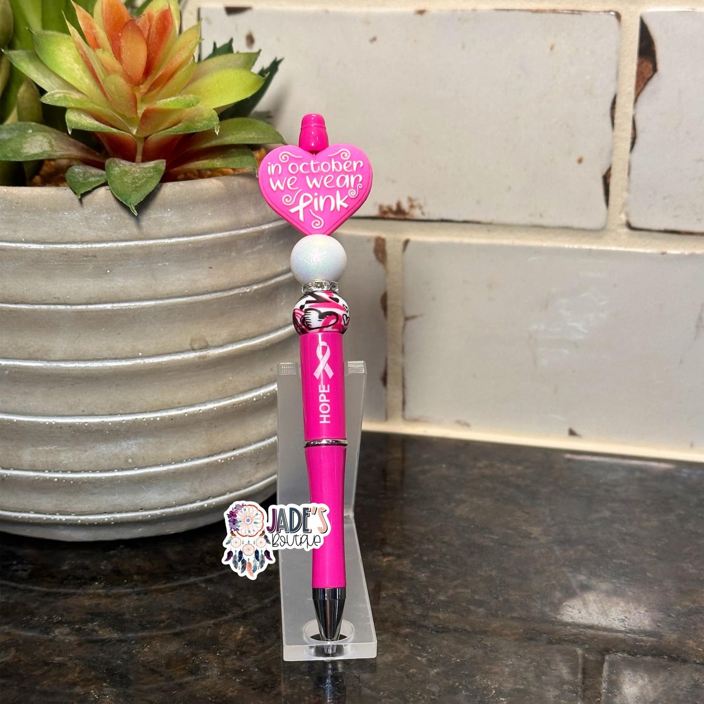 In October We Wear Pink Pen - Swirl Heart