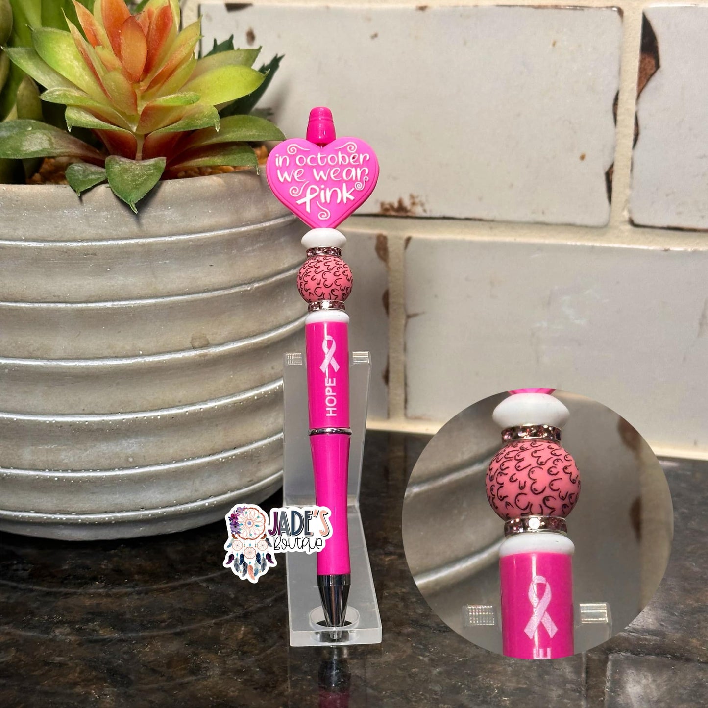 In October We Wear Pink Pen - Boo bie Bead