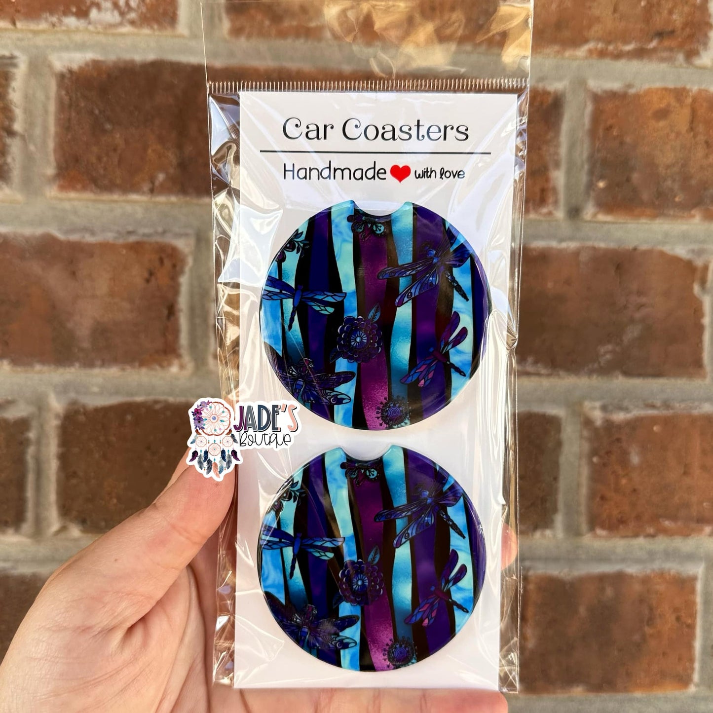 Ceramic Car Coasters - Dragonfly