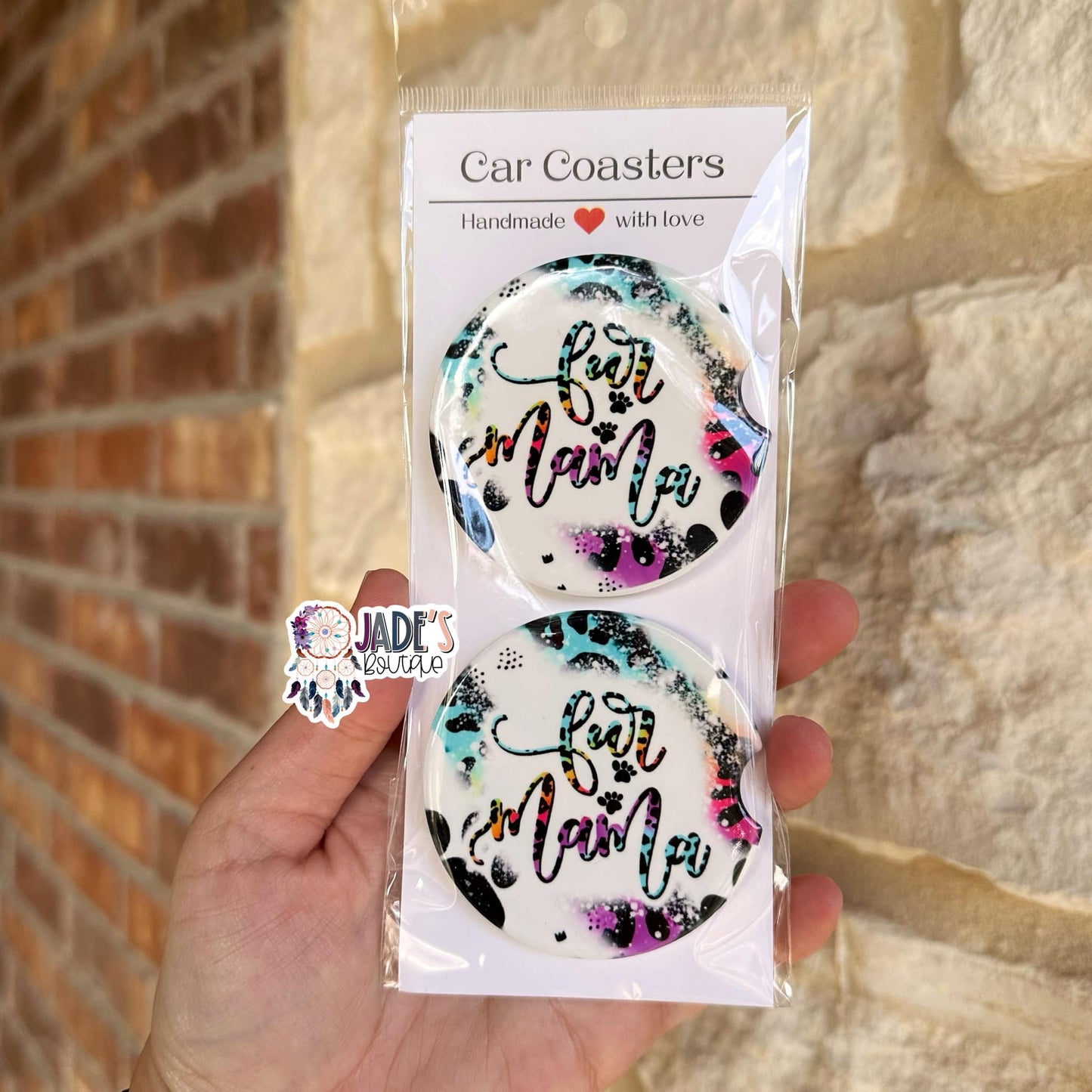 Ceramic Car Coasters - Fur Mama