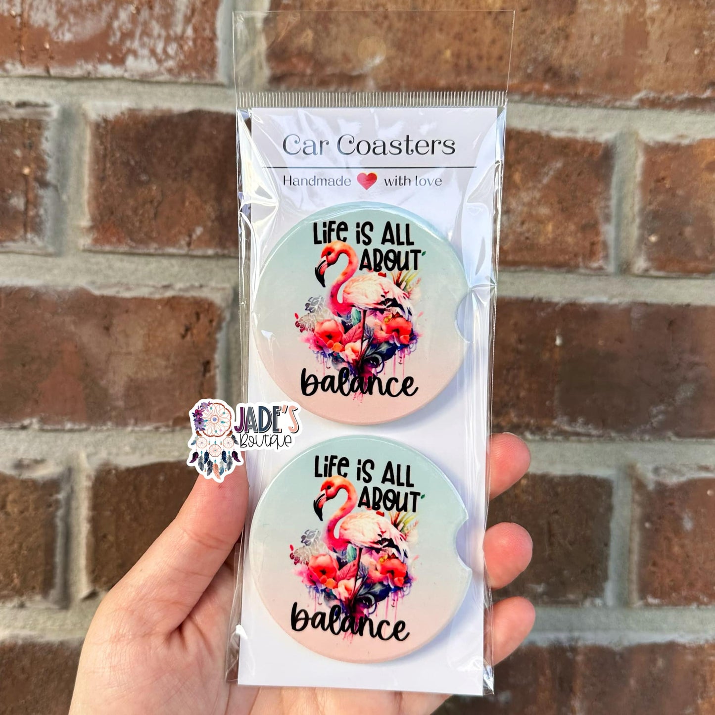 Ceramic Car Coasters - Life is all about balance