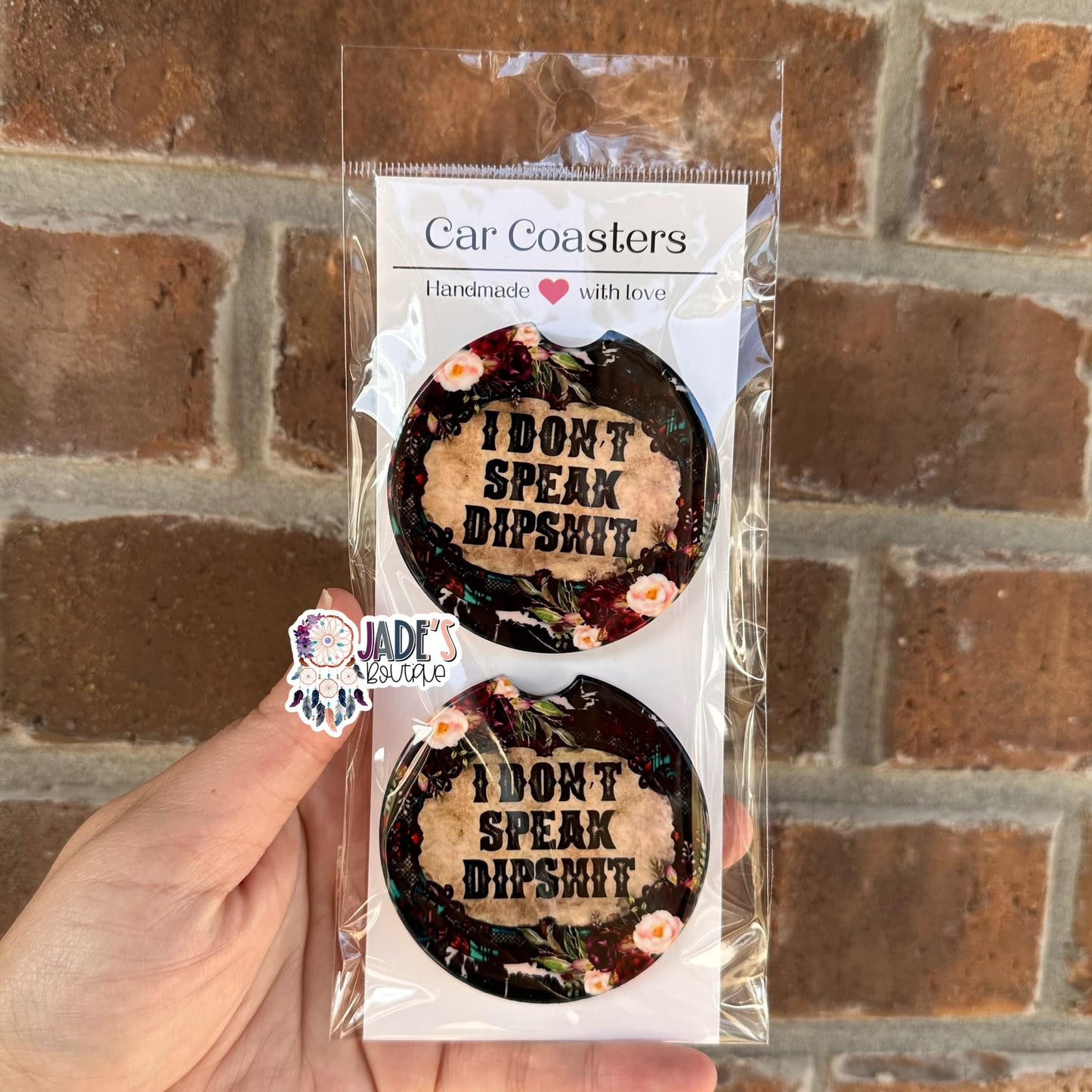 Ceramic Car Coasters - I don't speak dipshit