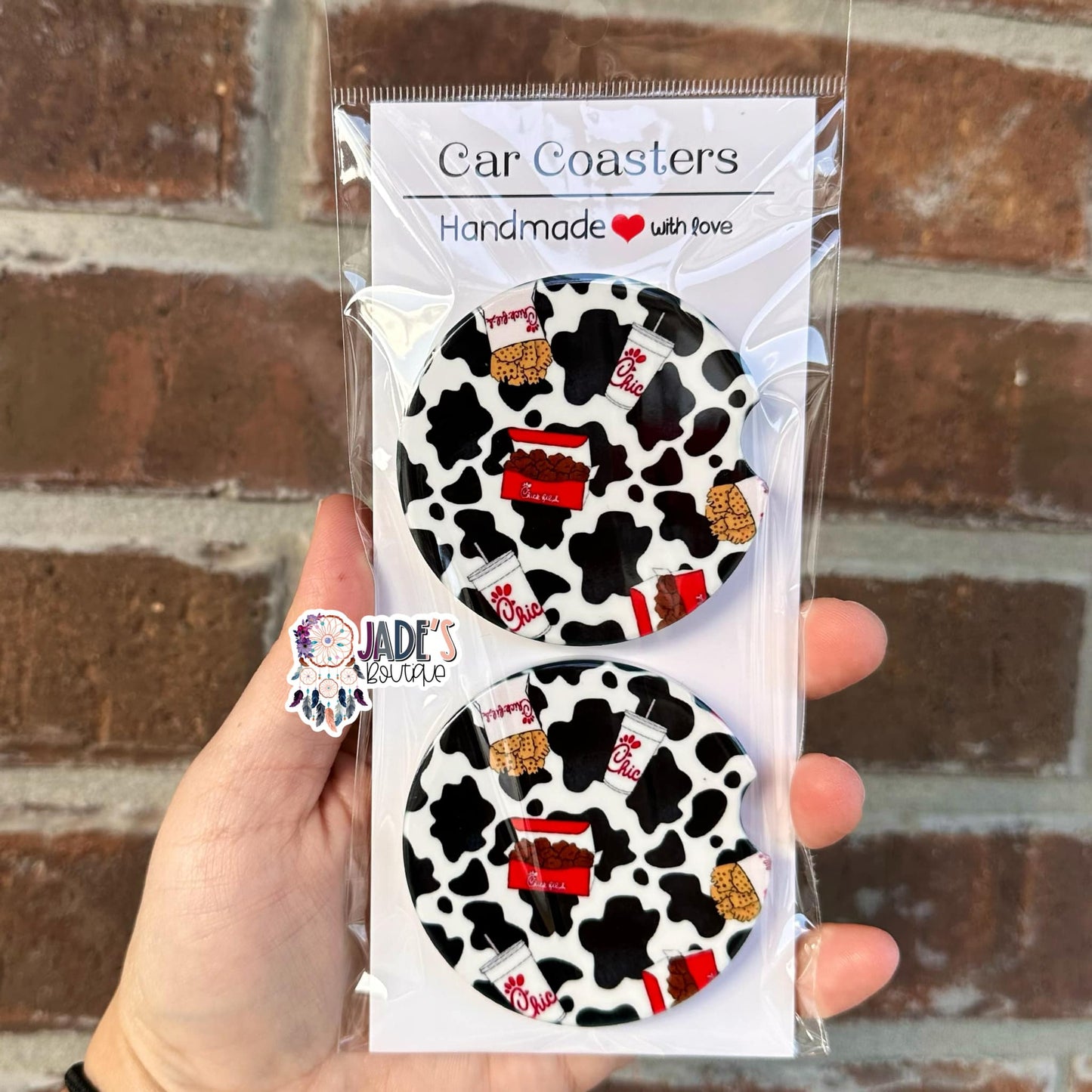 Ceramic Car Coasters - Chick-Fil-A