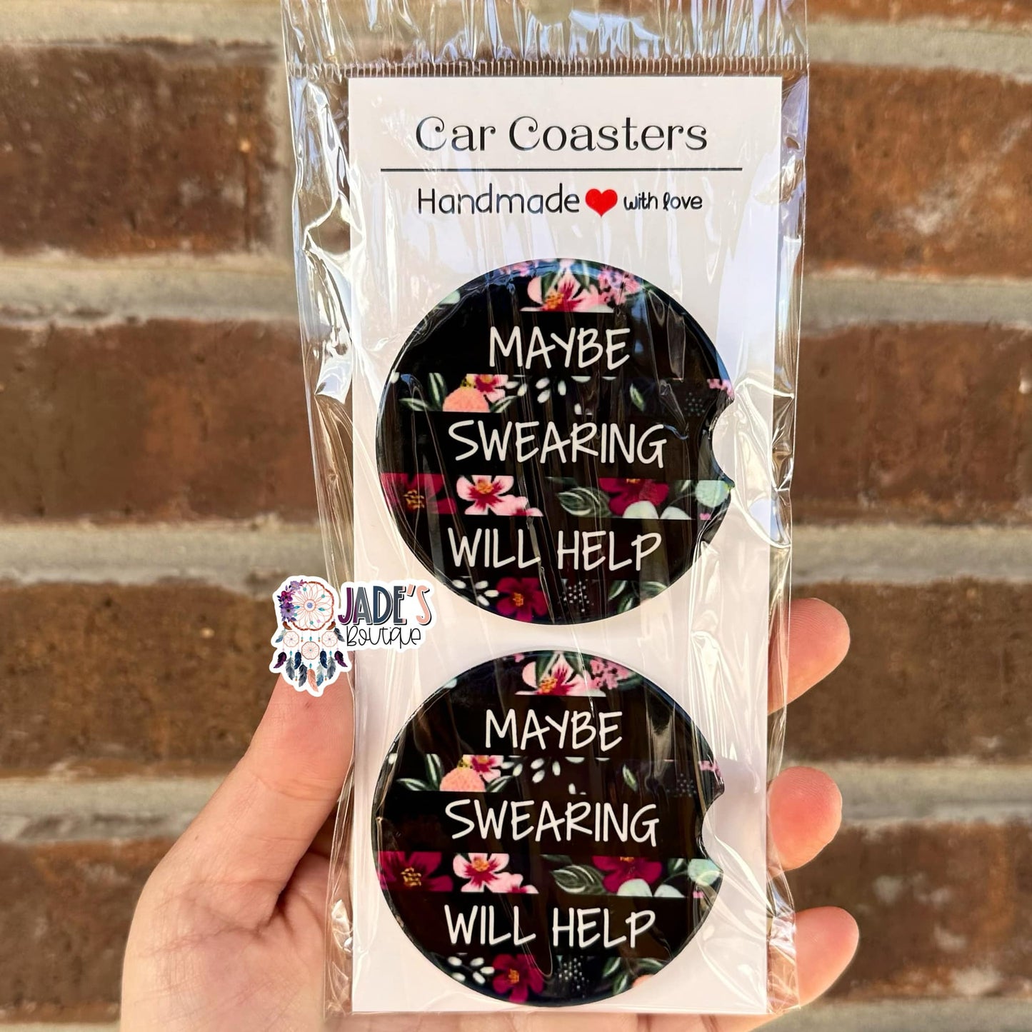 Ceramic Car Coasters - Maybe Swearing Will Help