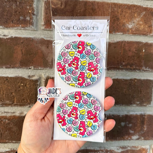 Ceramic Car Coasters - Love Bear