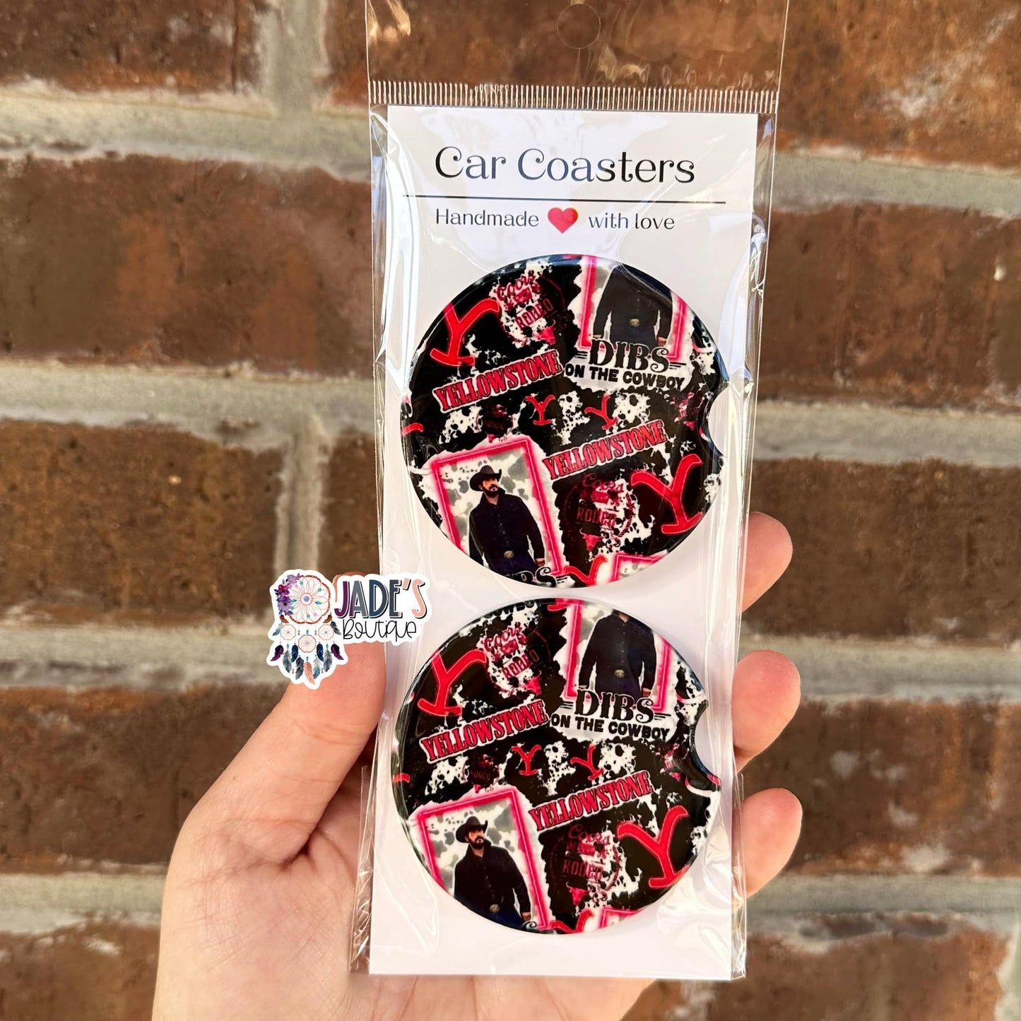 Ceramic Car Coasters - Dibs on the Cowboy