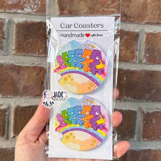 Ceramic Car Coasters - Rainbow Bears