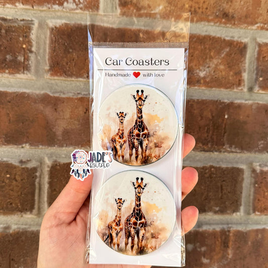 Ceramic Car Coasters - Giraffe