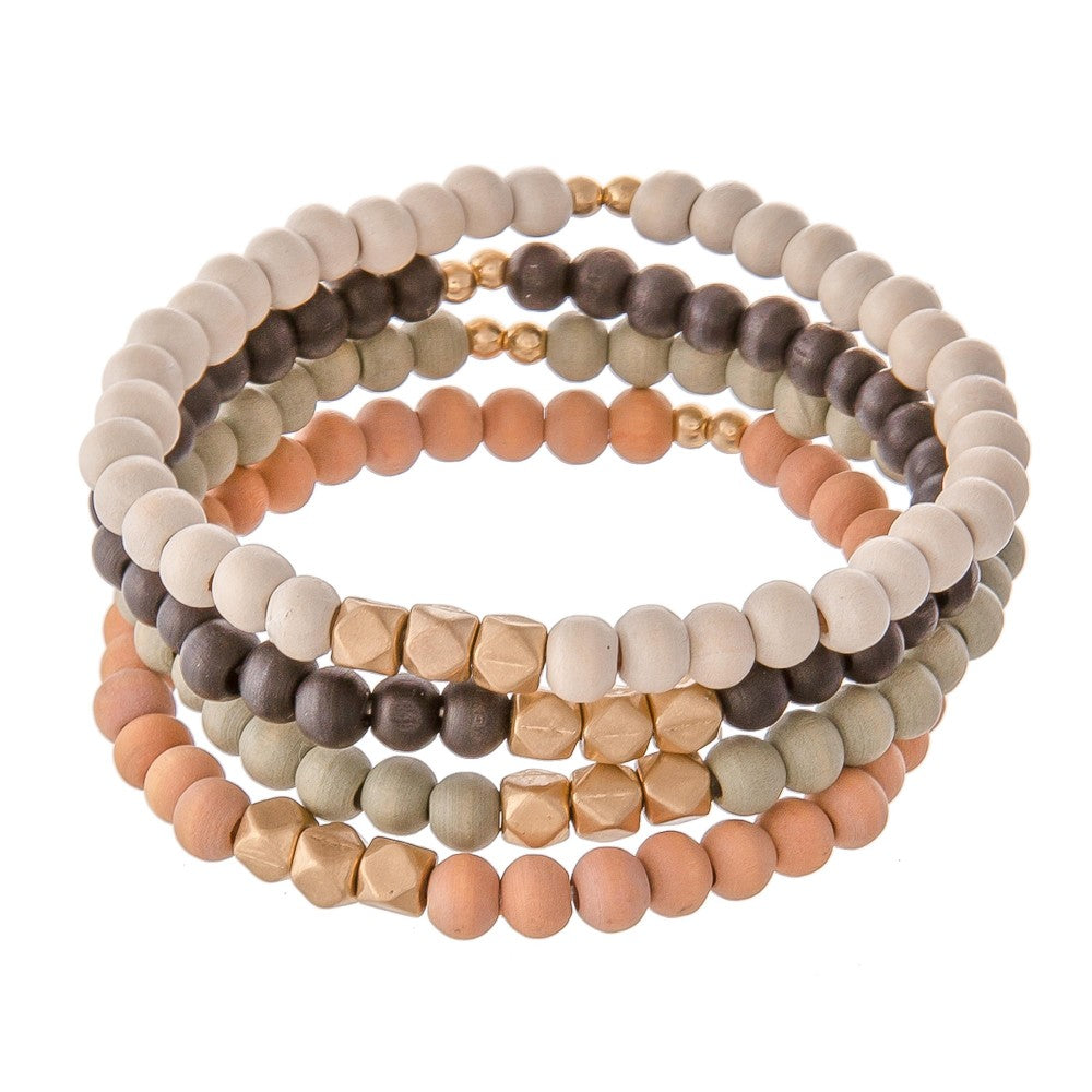 Orange/White Beaded Bracelet