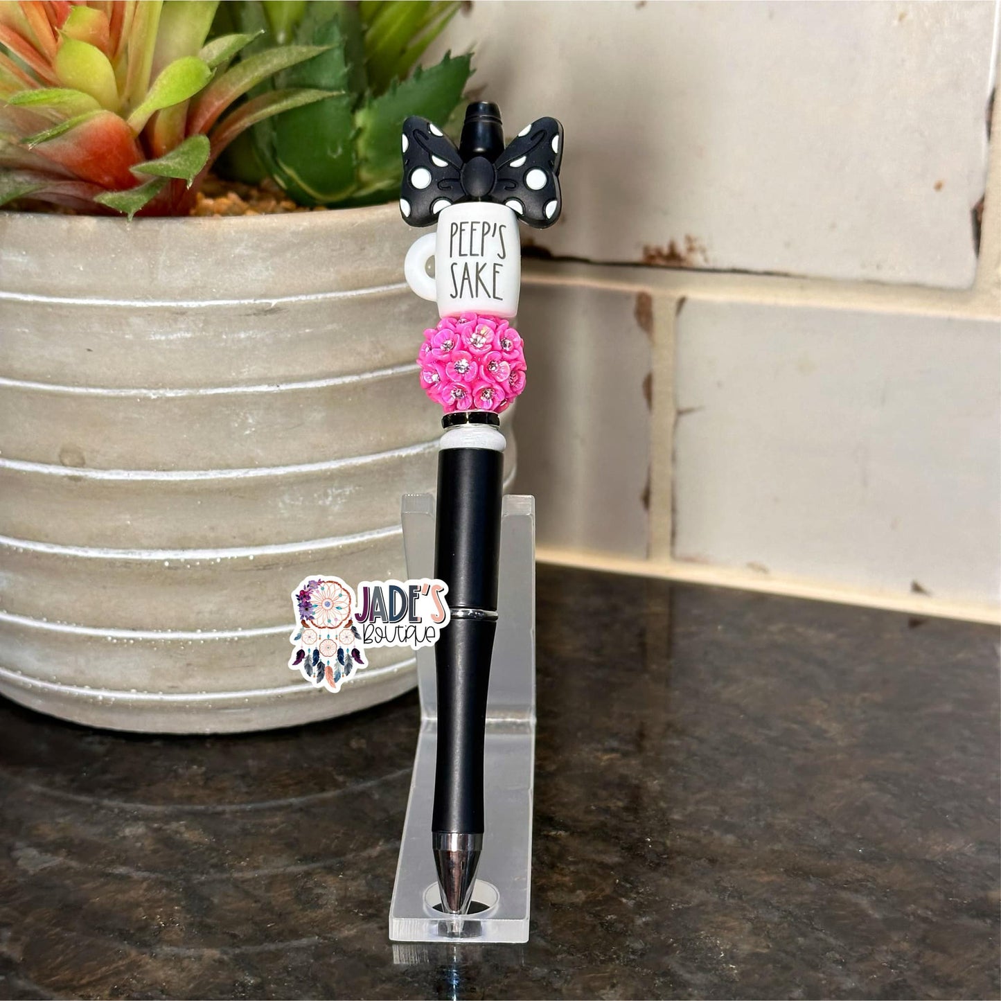 Peep's Sake Pen - White/Black Bow
