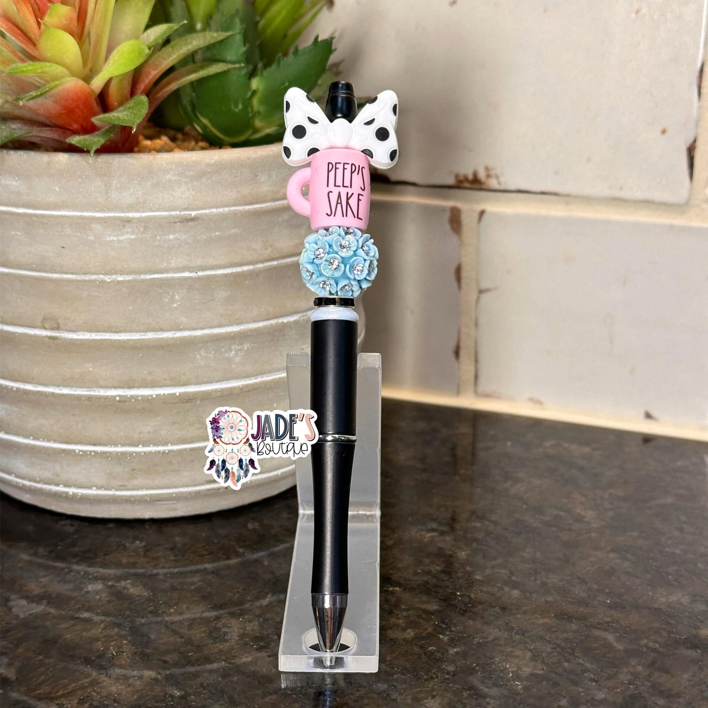 Peep's Sake Pen Pink/White Bow