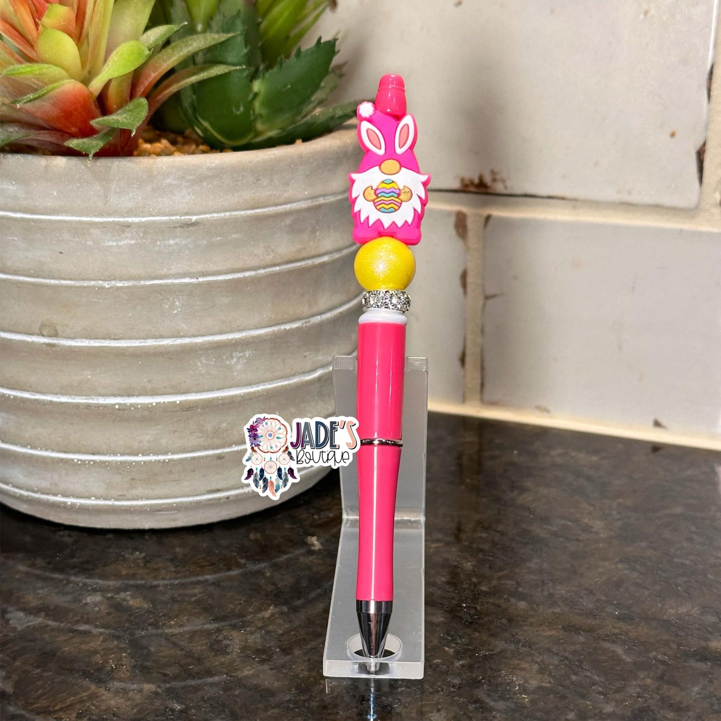 Easter Egg Gnome Pen - Neon Pink