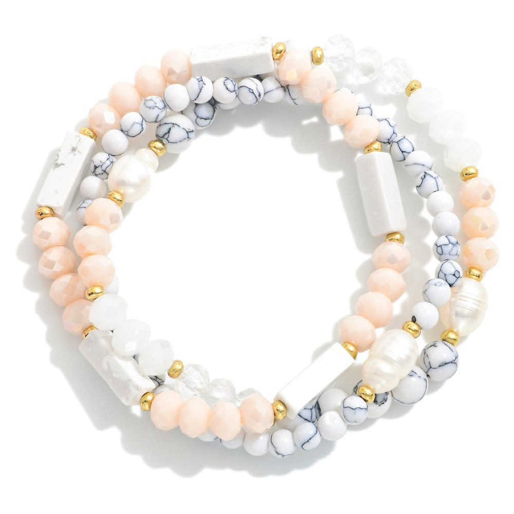 Natural Stone Beaded Stretch Bracelet