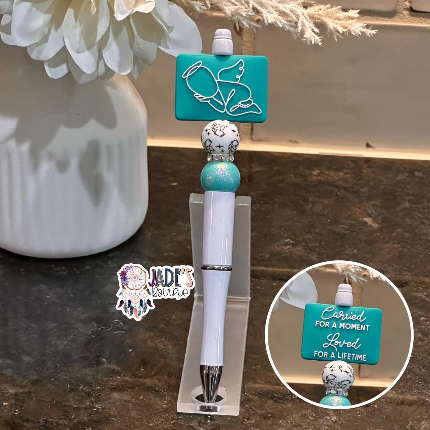 Carried for a moment LOVED for a Lifetime Turquoise Pen