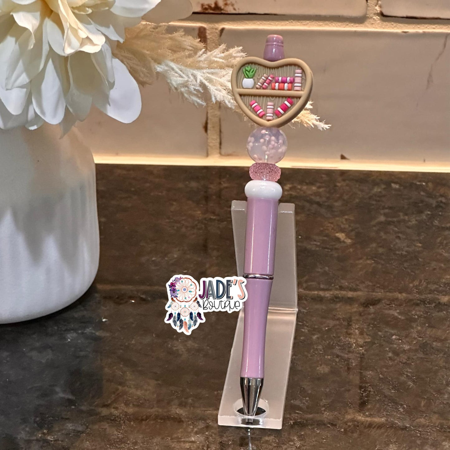 3D Books Heart Beige Pen