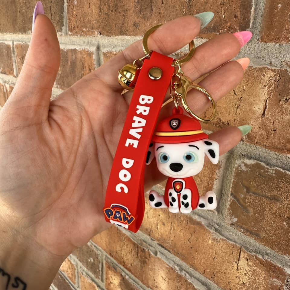 Red Paw Pup Keychain