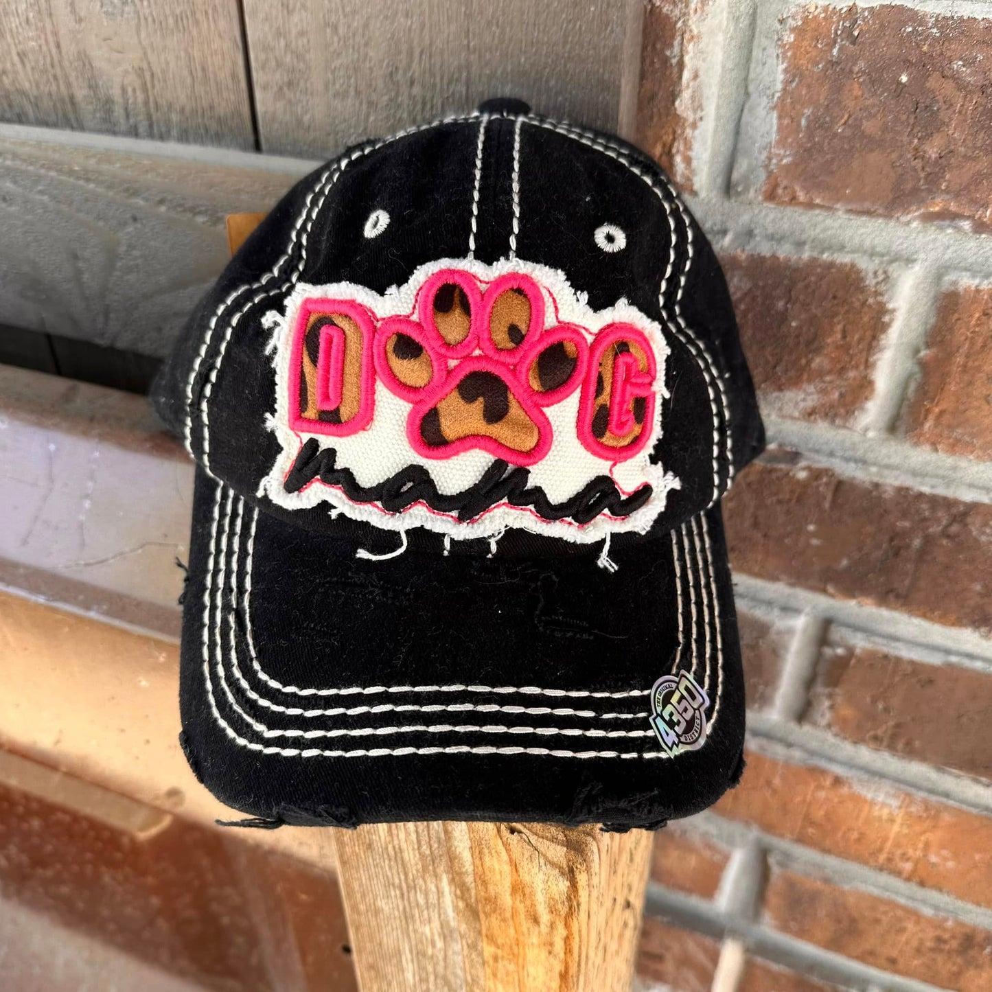 Distressed Black Dog Mama Baseball Cap