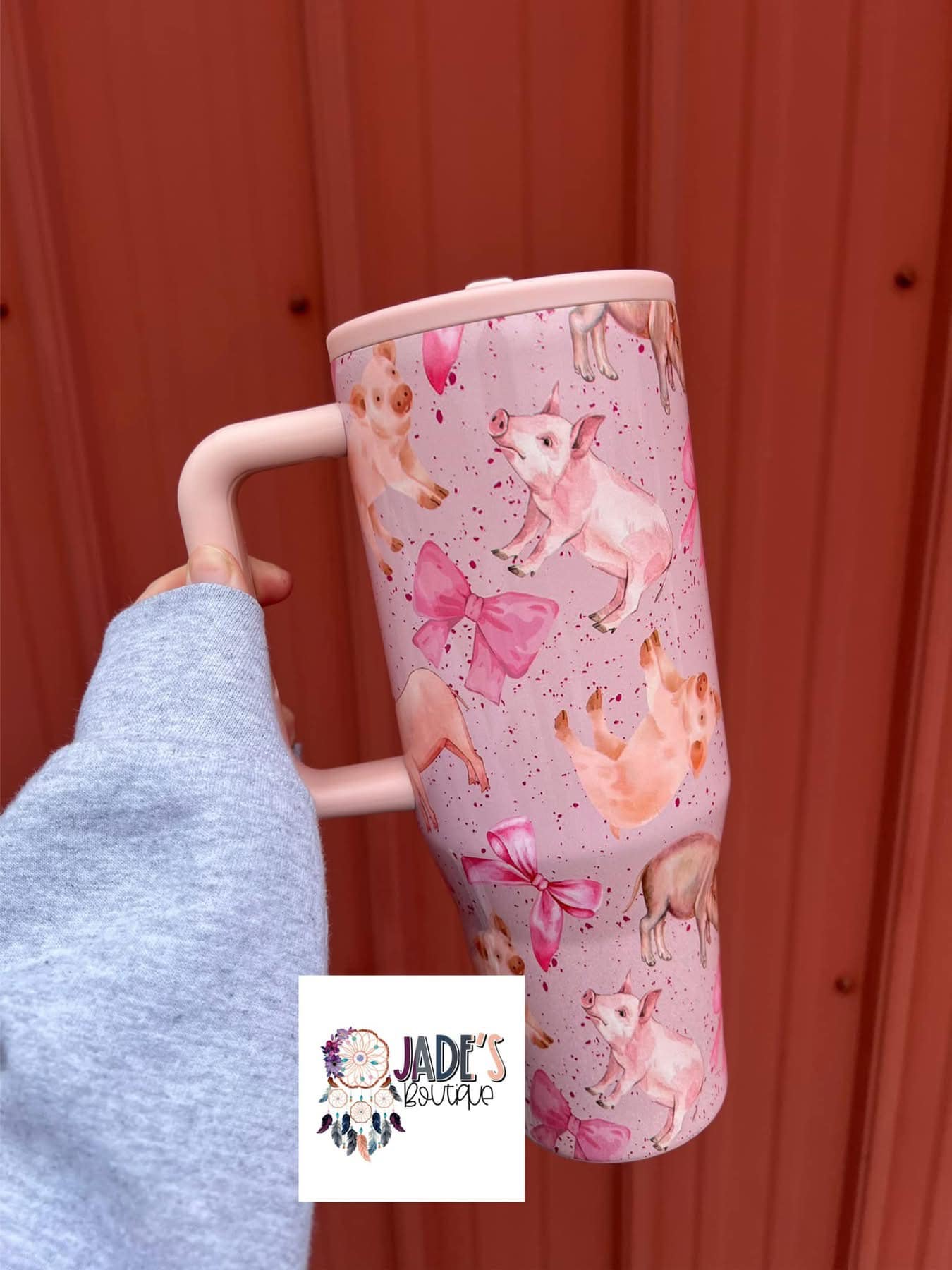 40 oz tumbler - Coquette pink pig