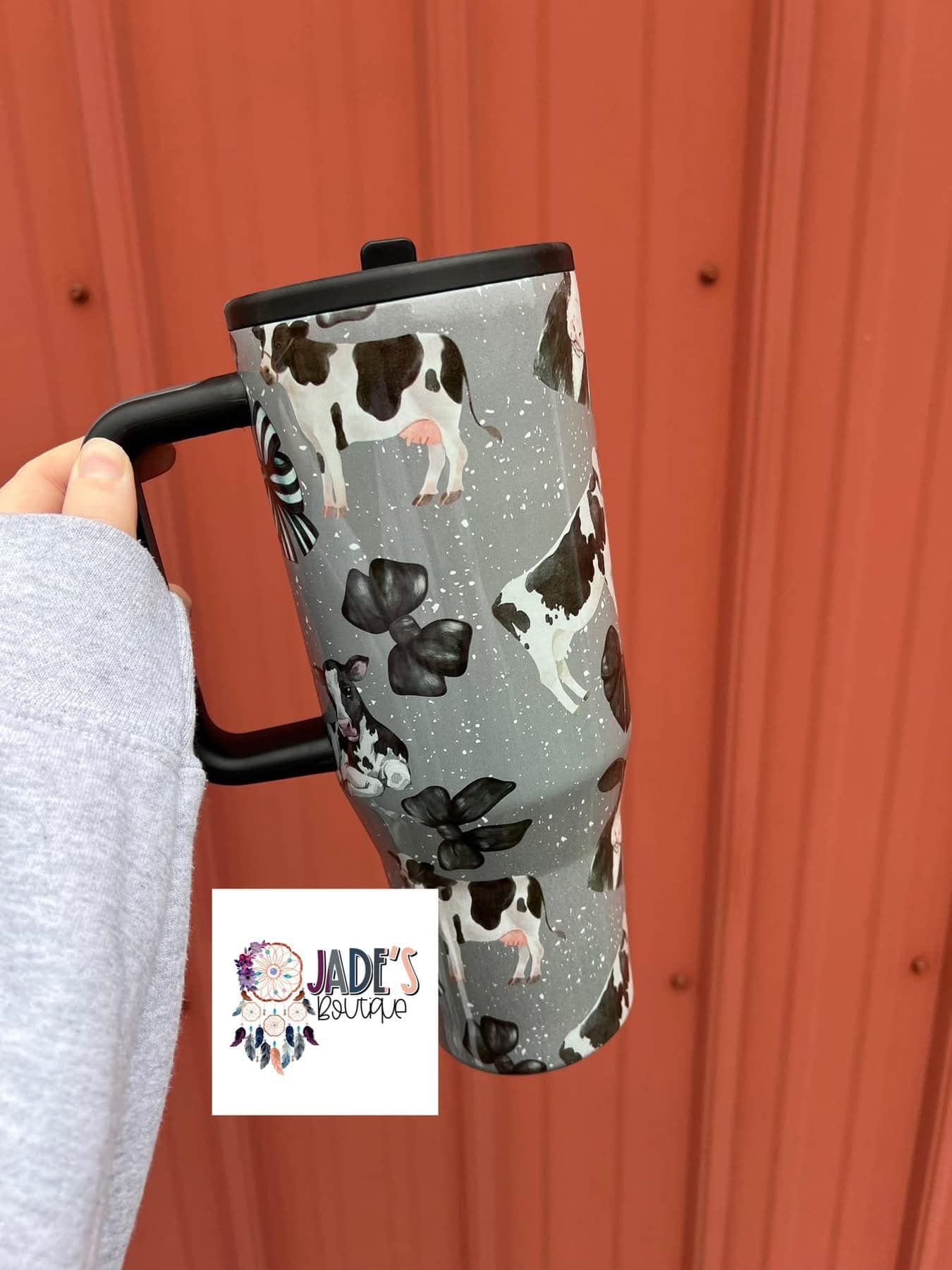 40 oz tumbler- Coquette black cow